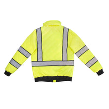 Load image into Gallery viewer, Radians SJ930-3 – Safety Green Hi-Viz Bomber Jacket | Back Flat
