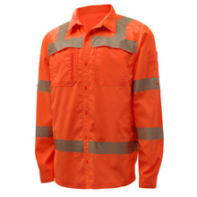 Load image into Gallery viewer, GSS 7506 - Safety Orange Hi-Viz Button Down Shirts | Front Left View
