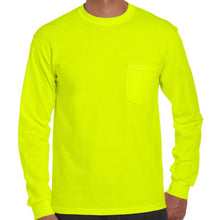 Load image into Gallery viewer, 2X, Gildan, Long Sleeve Safety Green Pocket T-Shirt [2410]
