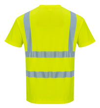 Load image into Gallery viewer, Portwest S478YER - Safety Green Hi-Viz Short Sleeve Shirts | Back View

