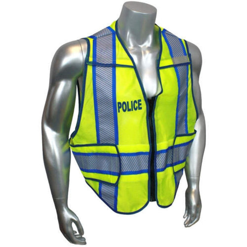 Radians LHV-207ZRCTAR – Blue Trim Police Safety Vests | Front View 