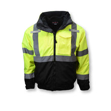 Load image into Gallery viewer, Radians SJ210B-3ZGS - Safety Green Hi-Viz Bomber Jacket | Front View
